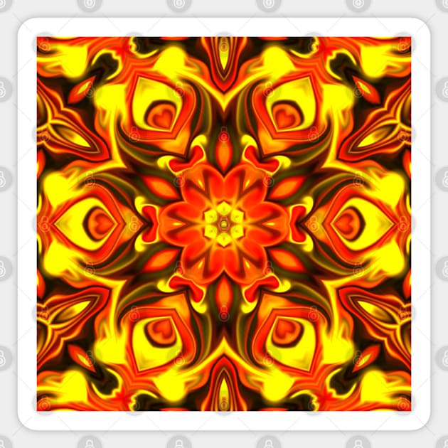 Psychedelic Kaleidoscope Orange and Yellow Sticker by WormholeOrbital